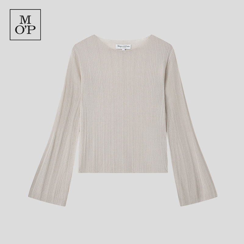 Marc O'Polo/MOP26夏季新款简约一字领长袖肌理薄款毛织衫女小衫