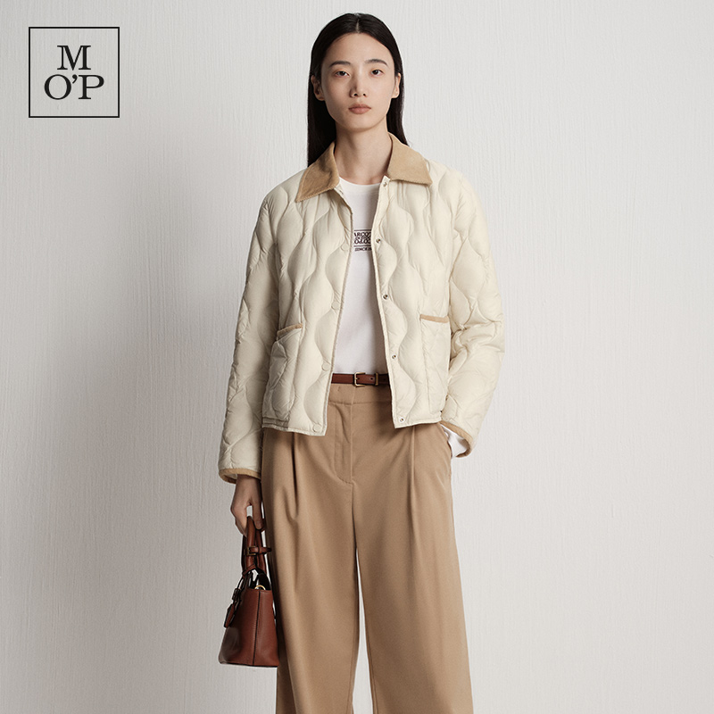 【轻盈鹅绒】MOP25冬新款巴恩风灯芯绒翻领轻薄保暖羽绒服外套女