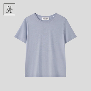 Marc O'Polo/MOP2026春季新款简约纯色圆领短袖针织毛衣套头衫女