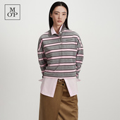 女卫衣 MOP2026春季 Marc 短款 Polo 时尚 POLO衫 新款 条纹拼色长袖
