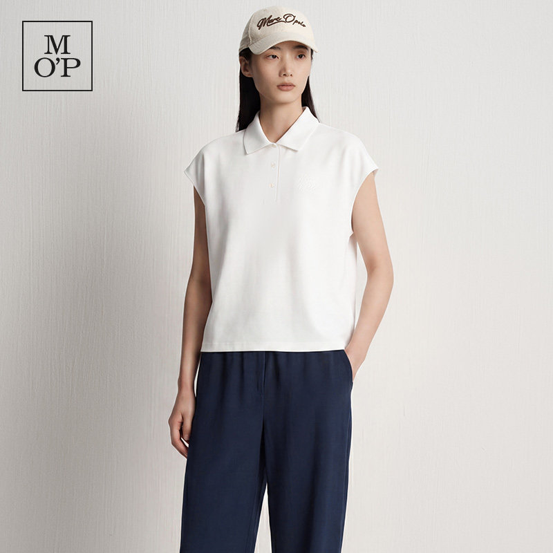 Marc O'Polo/MOP2026夏季新款白色短袖POLO衫女翻领高级感T恤上衣