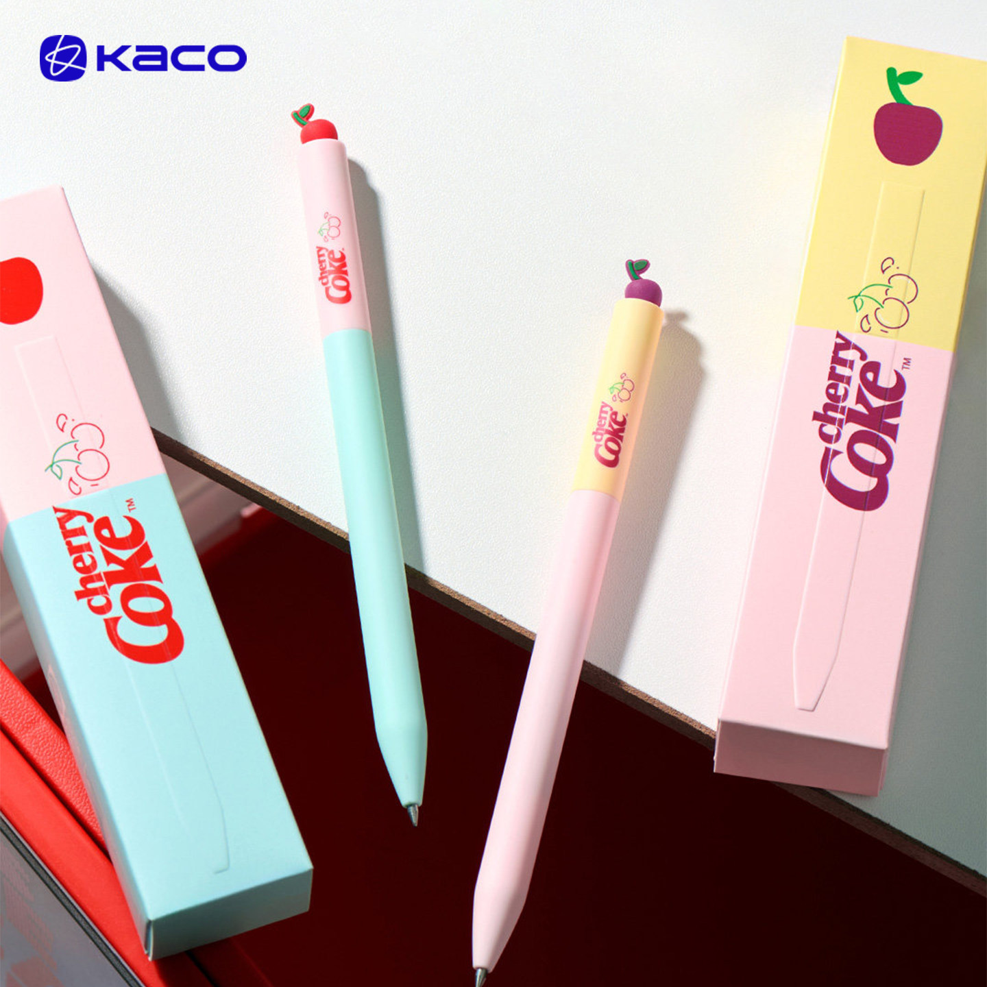 KACO可口可乐联名速干中性笔桃你喜欢初心旋转出芯黑色可爱0.5mm