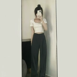 Сексуальная короткая приталенная футболка, квадратный вырез, высокая талия