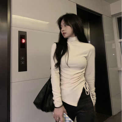 设计感保暖加厚德绒短款打底衫女