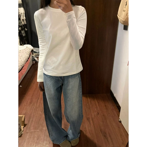 Сексуальный хлопковый осенний короткий приятный телу лонгслив, облегающий крой