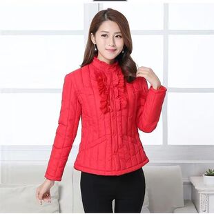 中老年羽绒棉服女士短款韩版保暖大码内胆小袄时尚修身妈妈装外套