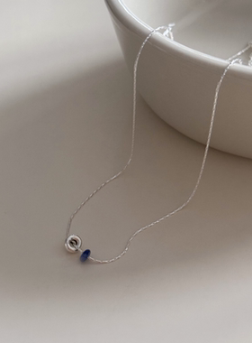 S925银项链迷你天然石甜甜圈银环竹节项链简约小众时尚百搭锁骨链