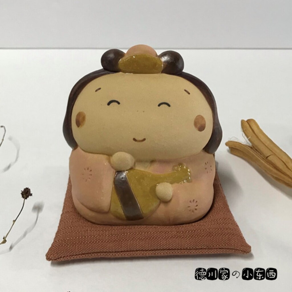 日本代购 动漫风七福神素陶摆件 弁才天 可爱 好运 民俗 工艺品