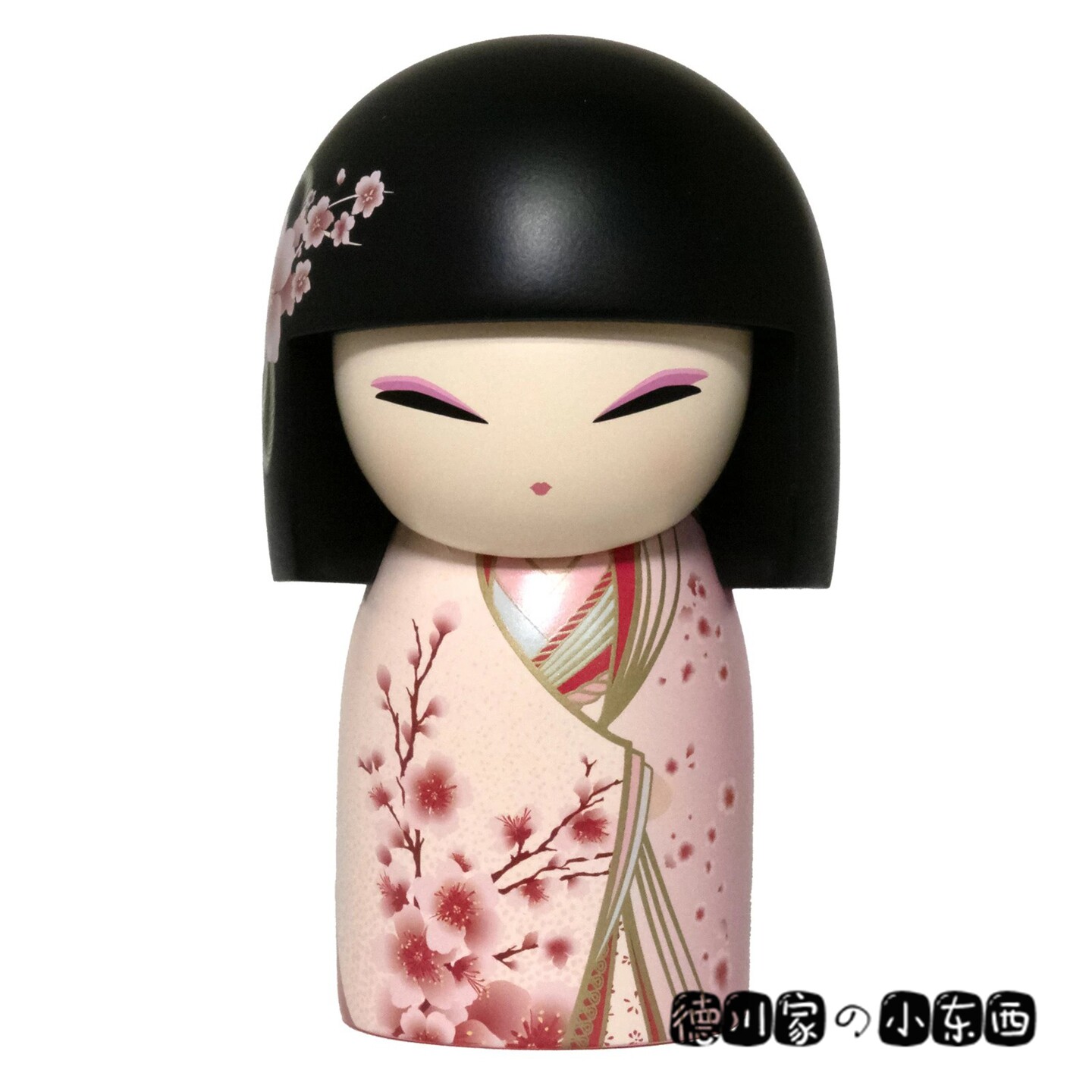 日本代购 动漫风 小芥子人偶 娃娃 摆件 黑发 粉衣 桃花