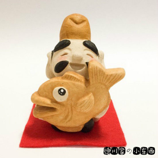 日本代购 传统和风 匠人手工 七福神 惠比寿天 开运招福 小号摆件
