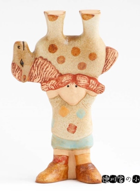 日本代购 匠人手工 Lisa Larson 2026 马年 小孩与马 陶摆件