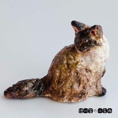 日本代购 动漫风 粗粝风猫咪 长毛猫 坐立 民俗工艺品 手工制作