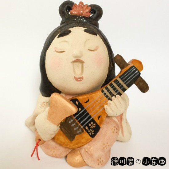 日本代购 传统和风 匠人手工 七福神 弁财天 开运招福 素陶摆件