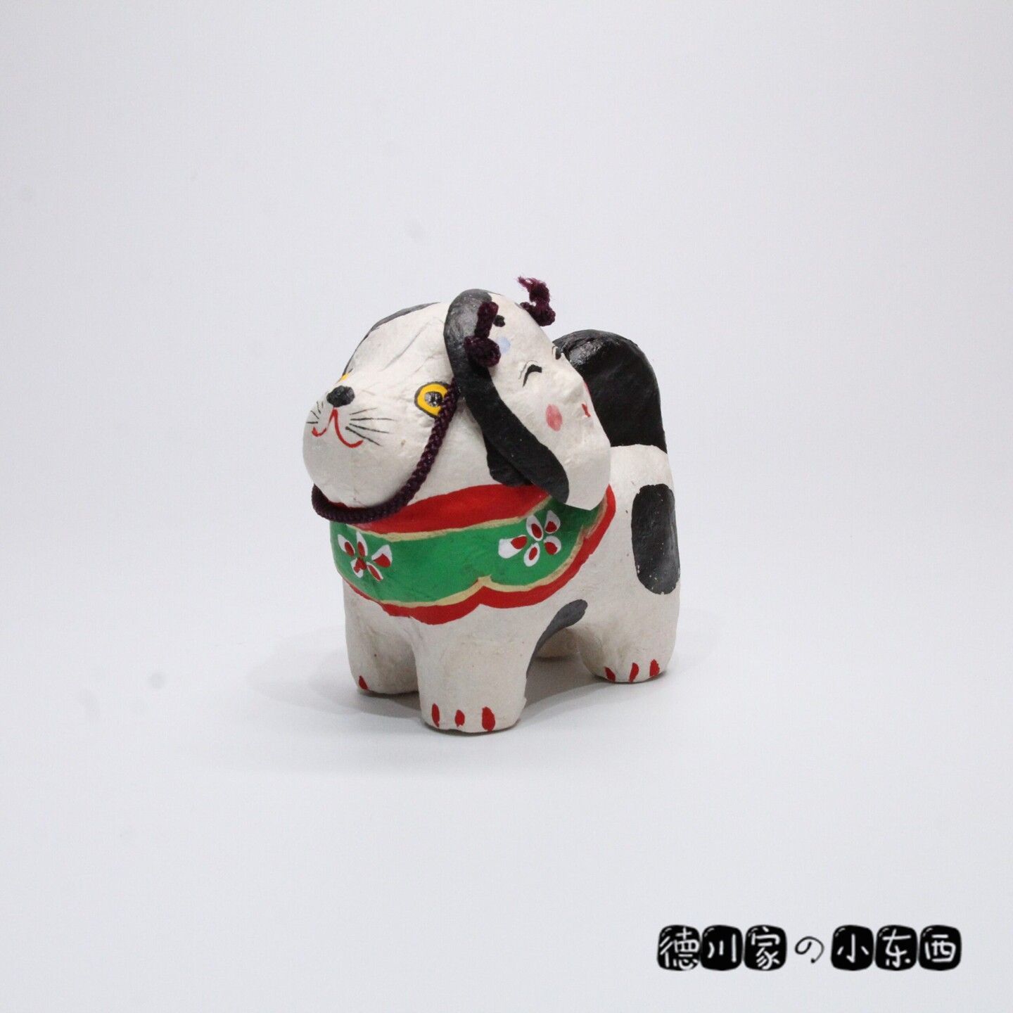 日本代购 动漫风小狗摆件 张子风 工艺品 戴阿福多面具的福犬