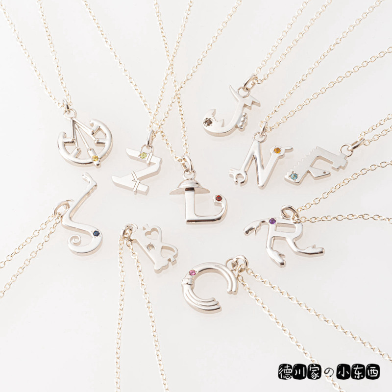 日本代购 one piece 海贼王 字母 休闲时尚 925银 项链 吊坠 首饰