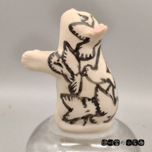 日本代购 匠人手工 护花小猫咪 线条 一枝花插 可爱 桌面小摆件