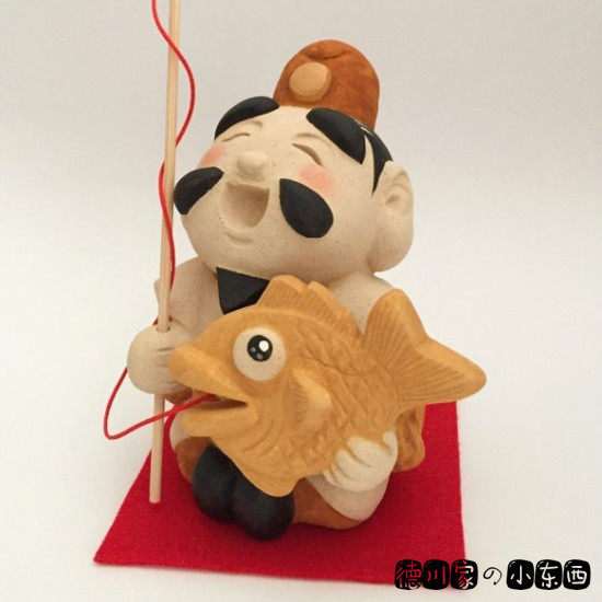 日本代购 传统和风 匠人手工 七福神 惠比寿天 开运招福 素陶摆件