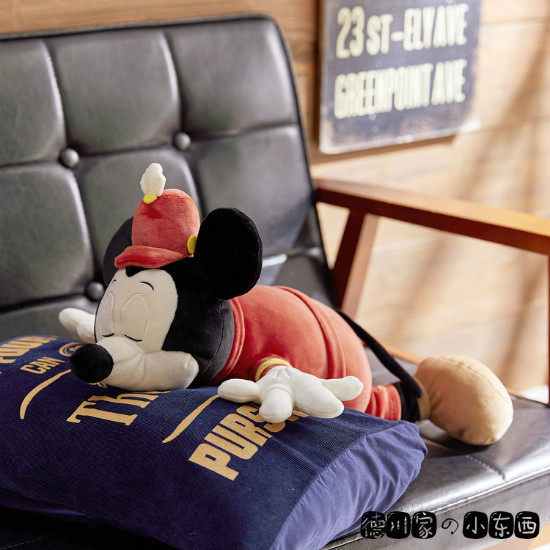 日本代购米老鼠米奇90周年纪念趴着睡觉可爱柔软毛绒公仔抱枕玩偶