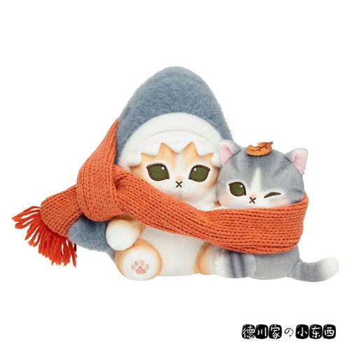 日本代购 动漫毛绒玩具 公仔 娃娃 福猫珊迪 围巾 鲨鱼猫 橘猫