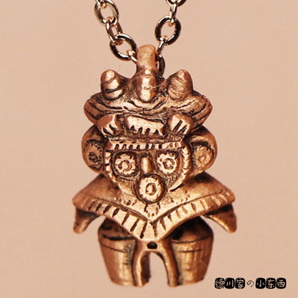 日本代购 匠人手工 绳纹土偶风 豆豆偶 铜制 民俗风 项链 吊坠