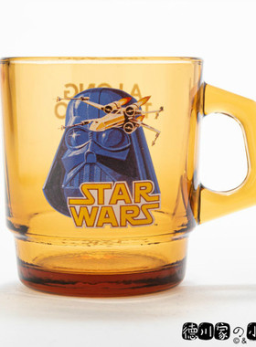 日本代购 Fire-King 经典玻璃杯 星球大战 达斯维瑟 黄色 马克杯