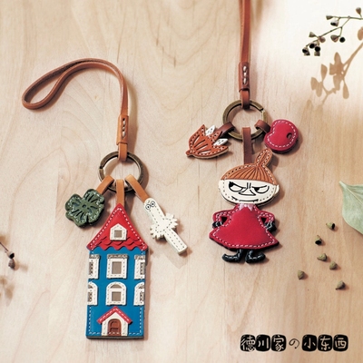 日本代购 Moomin 亚美 房子 可爱 卡通 牛皮 包包 挂件 挂饰