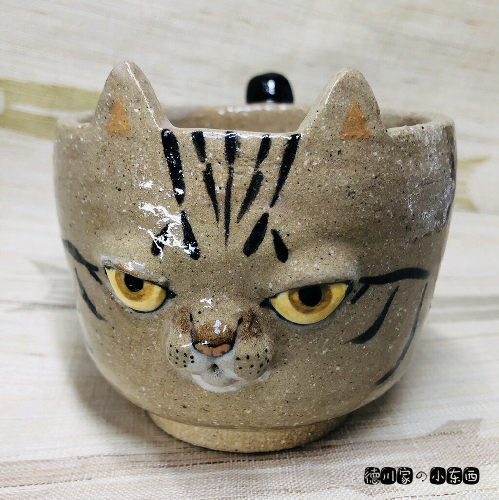 日本代购 匠人手工 猫咪茶杯 茶色虎纹猫咪 马克杯茶杯水杯咖啡杯