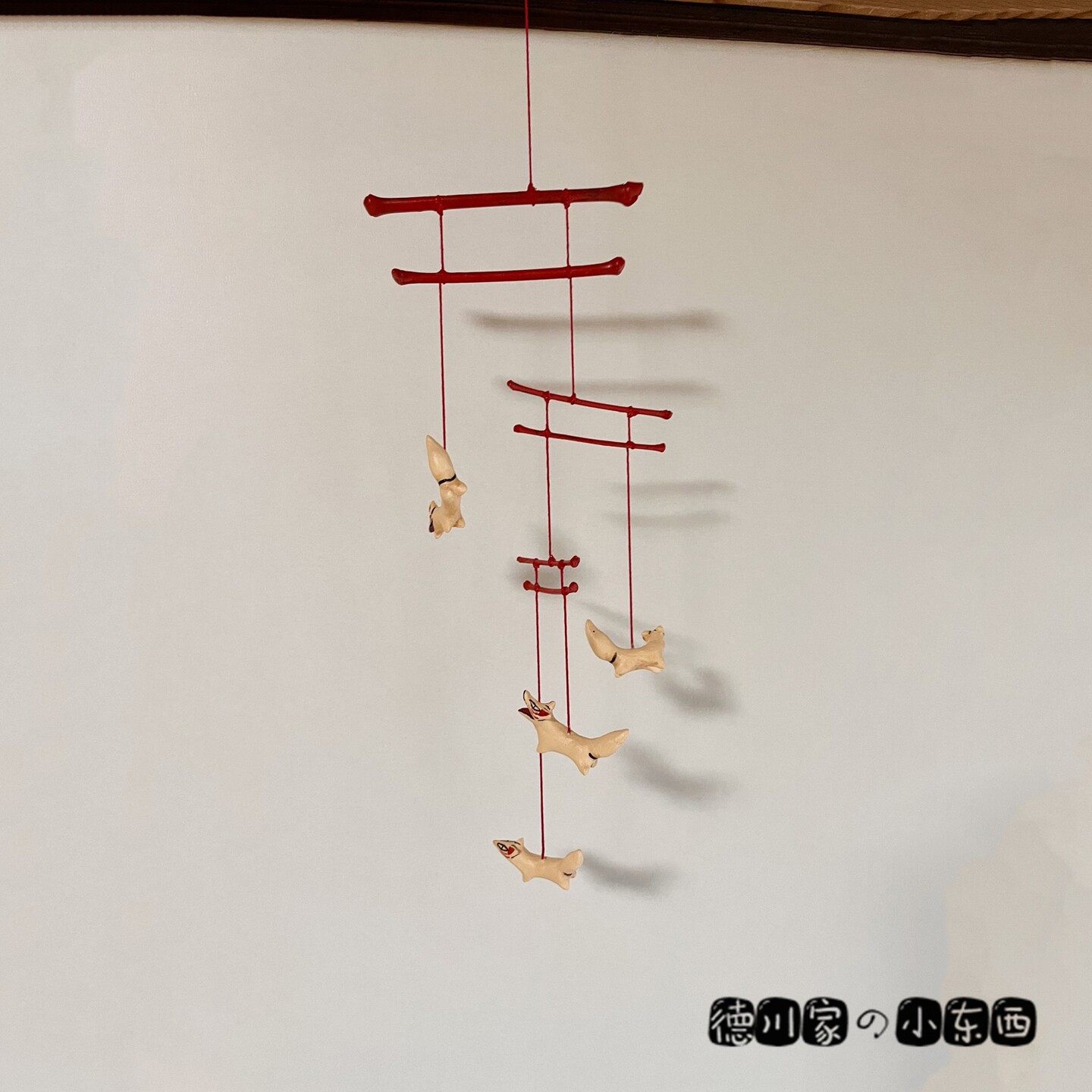 日本代购 动漫风狐狸 墙面挂件 挂饰 壁饰 手工艺品 鸟取白狐三层