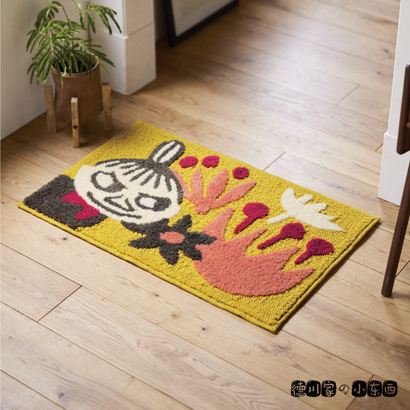 日本代购 moomin 姆明 亚美 可爱卡通 方形 玄关小地毯 地垫 脚垫
