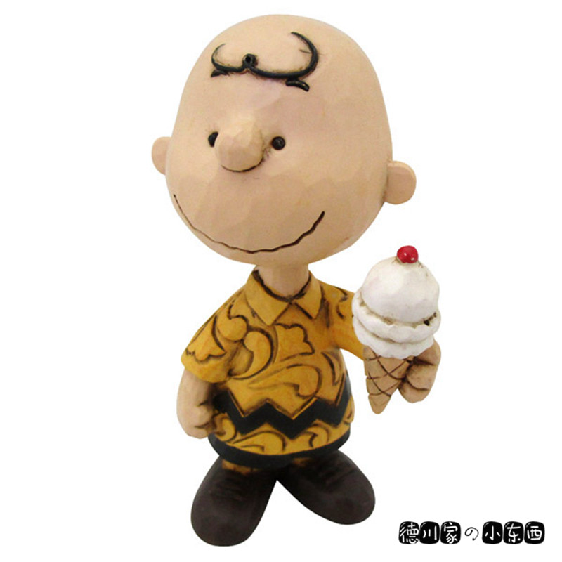日本代购 snoopy 查理布朗甜筒 可爱卡通 树脂 静态手办 景品摆件
