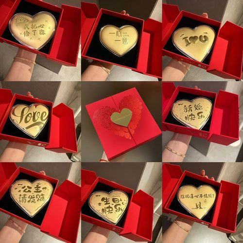 金色妈妈我爱你大饼礼物摆件