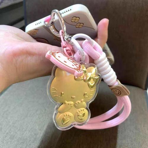 【KT款】足金999送礼新黄金凯蒂猫手机链挂绳钥匙扣包包挂件