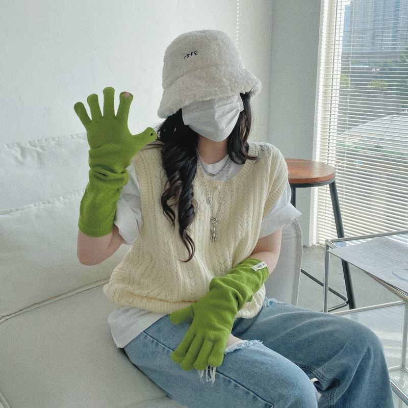 男女针织分指露指手套