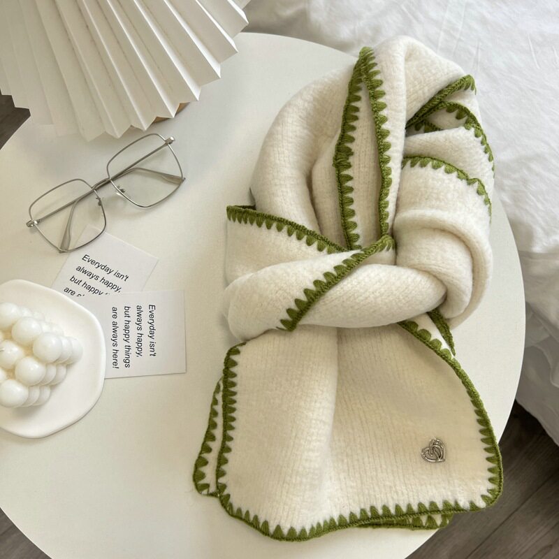 围巾冬季女款韩版复古百搭针织锁边围脖日系氛围感保暖防寒披肩男