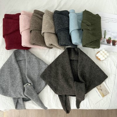 2025秋冬新款韩版ins纯色三角羊毛披肩女时尚百搭保暖护肩颈围脖