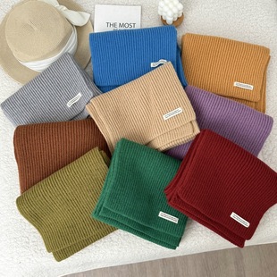 纯色毛线小围巾长款女秋冬季韩版ins时尚百搭保暖护颈针织围脖潮