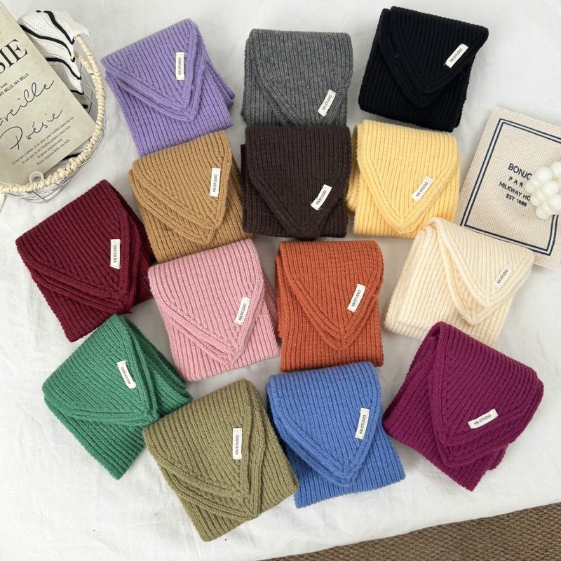 2025新款秋冬可爱韩代同款毛线护脖软糯保暖短款粗针毛织小围巾