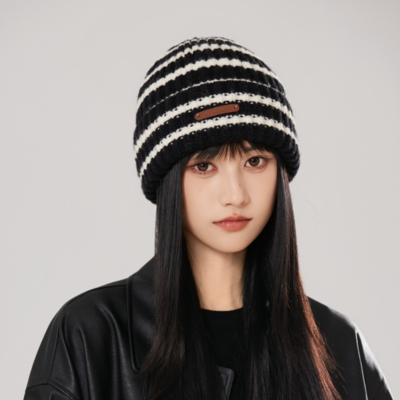 日系条纹百搭毛线帽子女秋冬季帽潮宽松护耳保暖针织情侣韩版帽子,服饰配件/皮带/帽子/围巾,帽子,淘宝优惠券,粉丝福利购,淘宝优惠卷