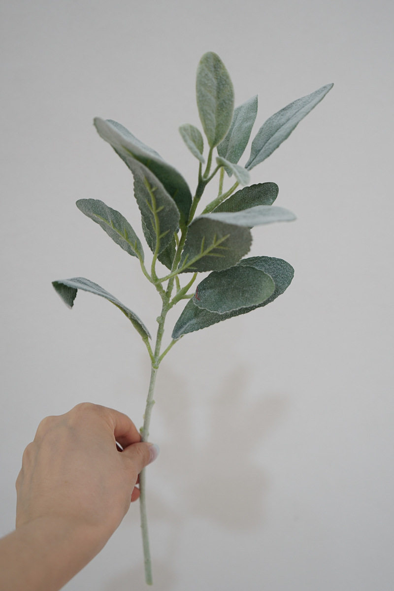 北欧风仿真绿植叶子单支柠檬叶兔耳叶客厅餐桌装饰植物搭配插花草