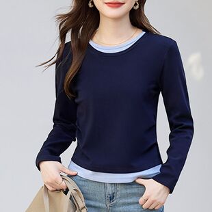 春秋长袖t恤女2026年早春新款修身内搭可外穿女士薄款打底衫上衣