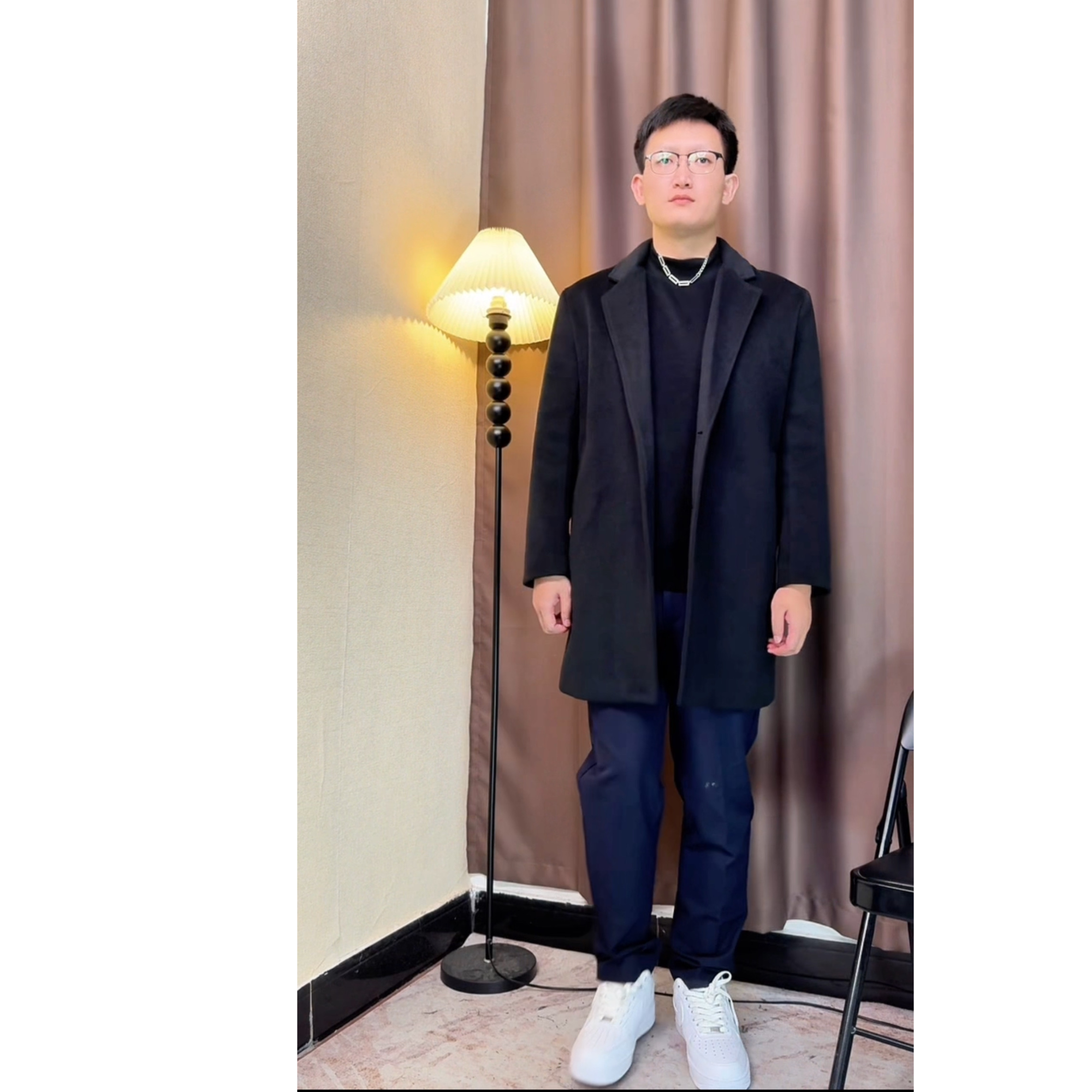 【奇然】2026新款秋冬季风衣外套男士赫本风商务加长毛呢大衣潮男