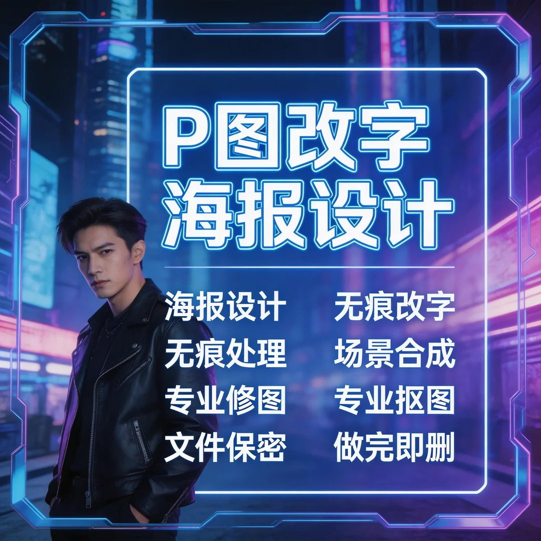 专业p图修图ps无痕修改数字照片去水印logo设计图片处理ps修图p图
