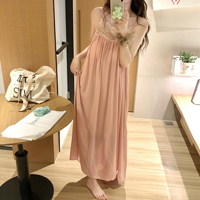 露背带胸垫吊带睡裙女夏季