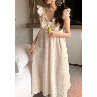 套装 背心短裤 2026新款 夏天吊带睡裙女复古花边v领带胸垫睡衣夏季