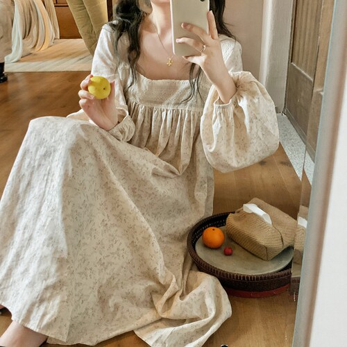 法式浪漫蕾丝花边领睡裙女春秋款