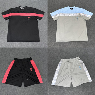 Trapstar字母刺绣拼接反光条短袖T恤美式高街男女休闲短裤套装t恤