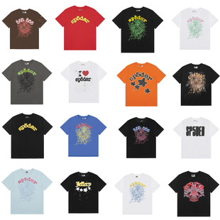 sp5der蜘蛛网印花短袖 宽松纯棉体恤 t恤欧美高街嘻哈潮牌男女夏季
