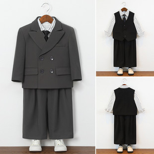 男童春秋帅气儿童西装礼服花童周岁庆生主持钢琴演出服