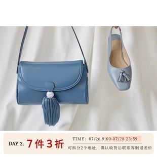 新中式 流蘇 原創(chuàng)國(guó)風(fēng)手工頭層牛皮包 流蘇單肩包