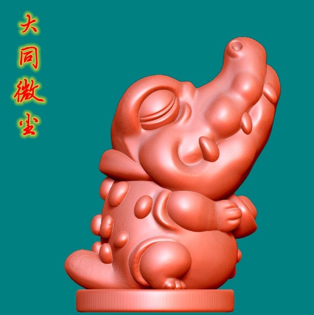 圆雕图三维图STL雕刻3D打印素材立体图精雕  9484鳄鱼抱元宝